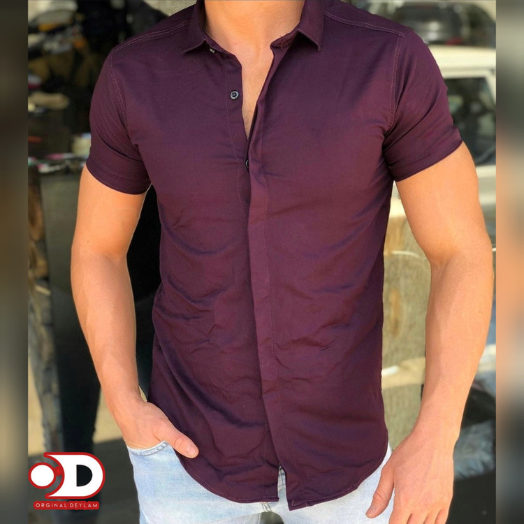پیراهن آستین کوتاه زرشکی