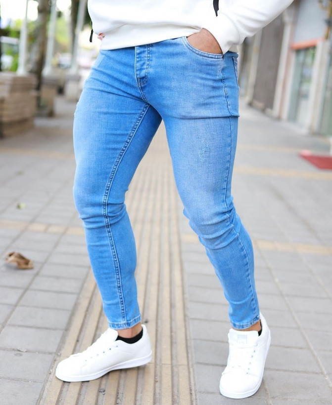 شلوار جین اسکینی آبی دریایی