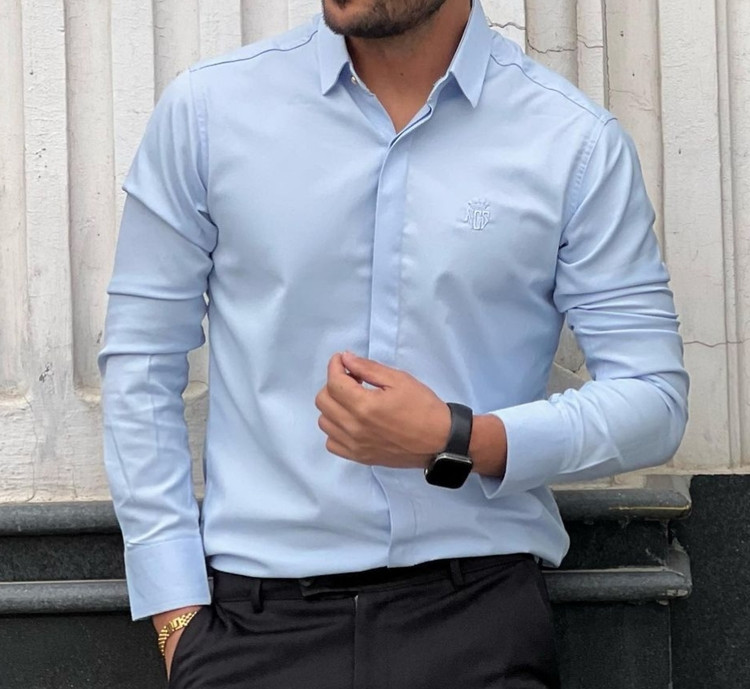 پیراهن آستین بلند آبی آسمانی