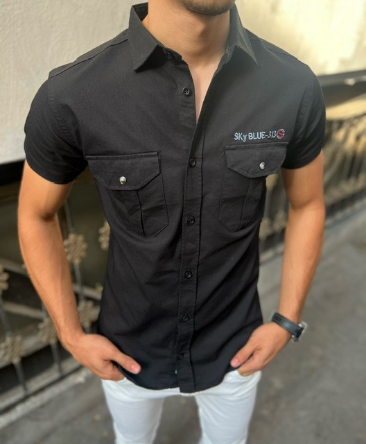 پیراهن جین مشکی دوجیب