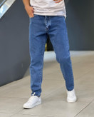 شلوار جین مام فیت آبی مردانه