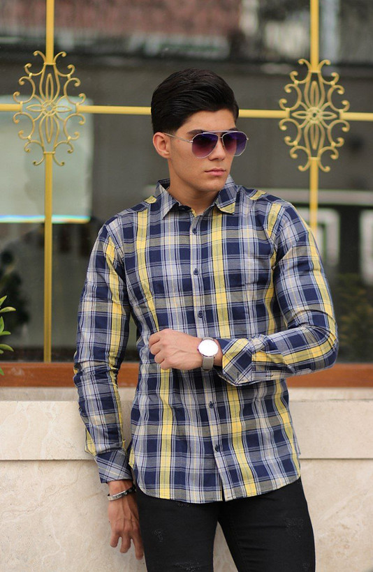 خرید پیراهن چهارخانه جذاب و اسپرت سبزآبی