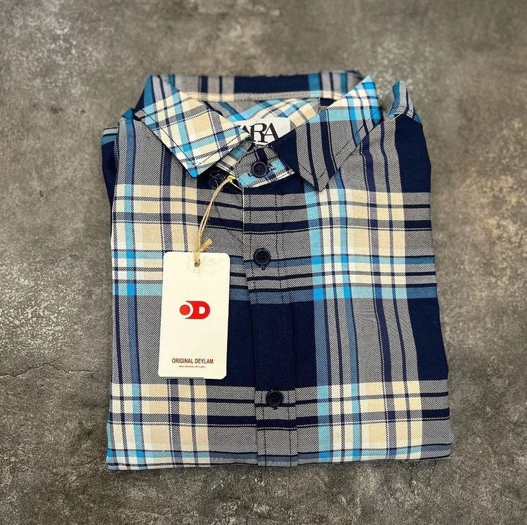 خرید پیراهن چهارخانه جذاب و اسپرت سرمه ای