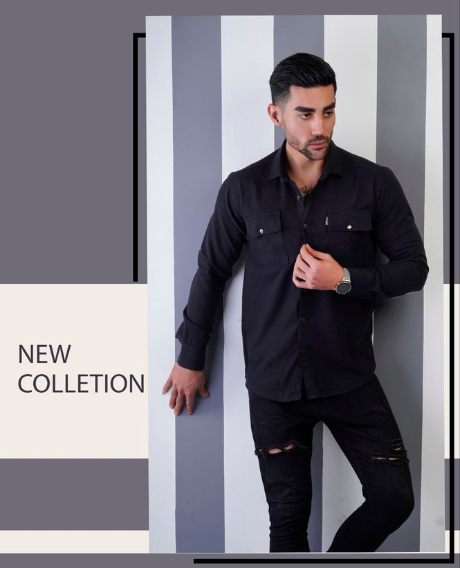 پیراهن مردانه پارچه فوتر ضخیم در رنگ بندی جدید