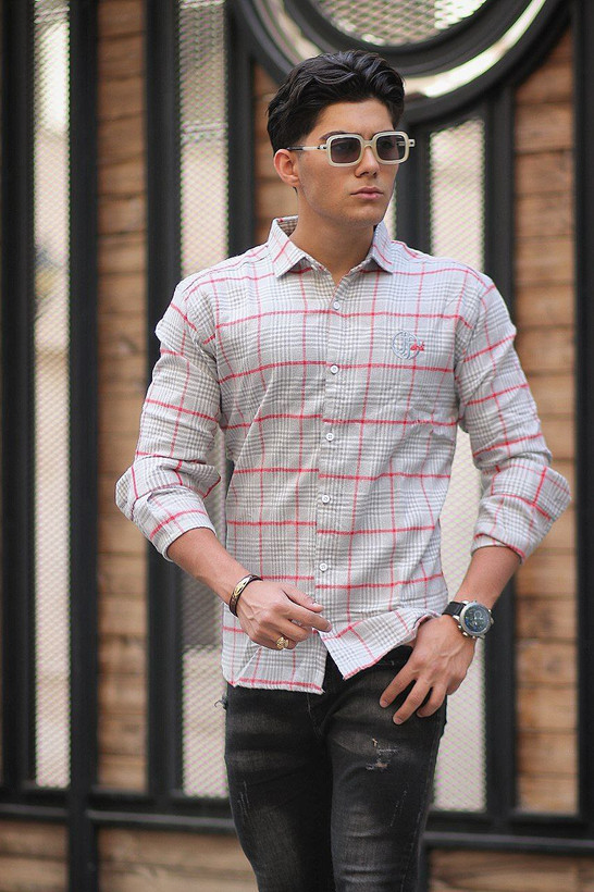 پیراهن چهارخانه پارچه پشمی