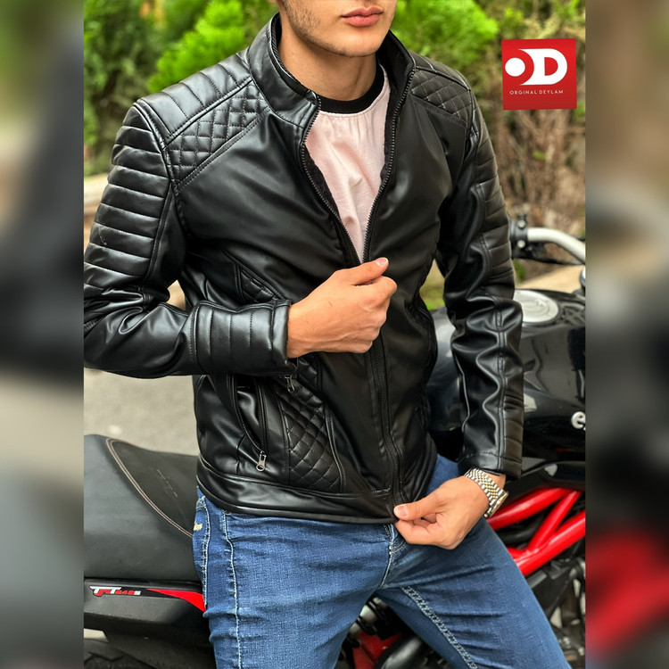 کاپشن چرم مشکی