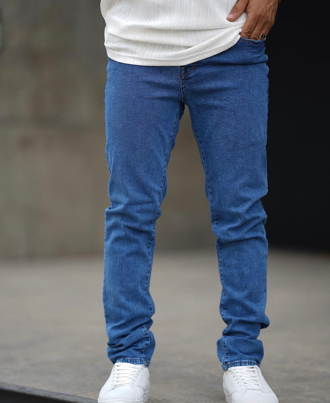 شلوار جین مردانه مدل راسته رگولار آبی - کد jod86t