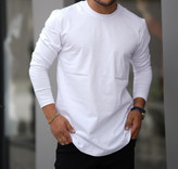 تیشرت آستین بلند ۱۰۰٪ نخ پنبه رنگ سفید