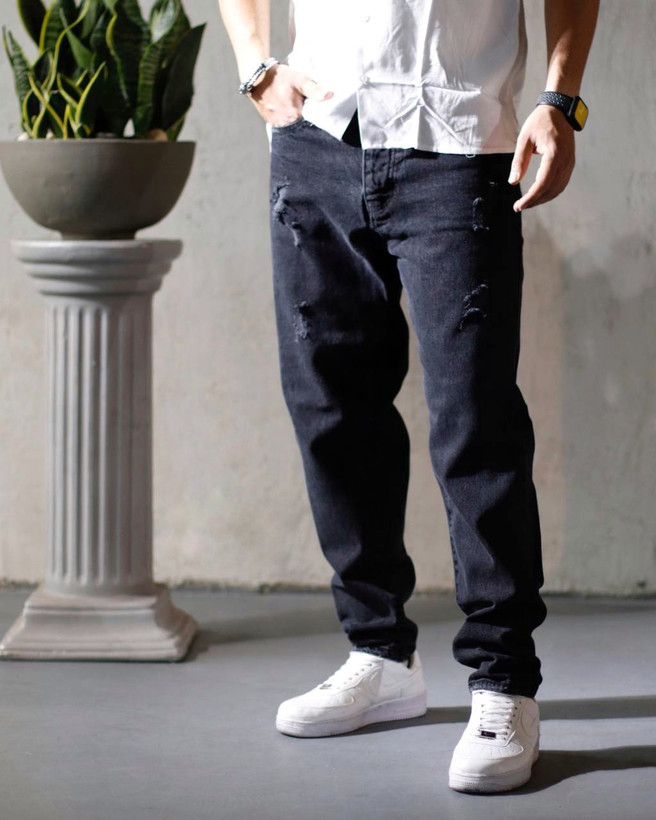 شلوار مام فیت مشکی مردانه