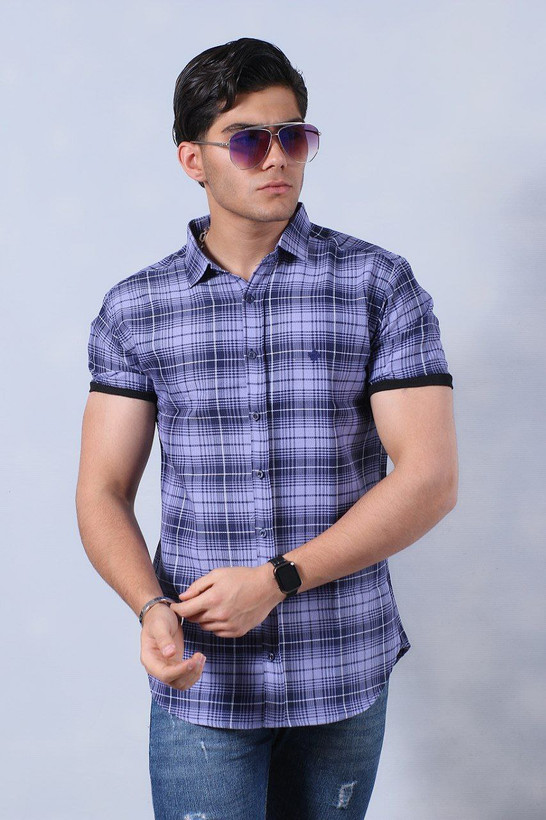 پیراهن چهارخانه آستین کوتاه