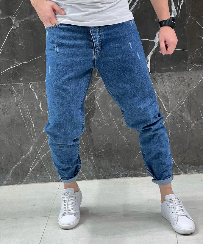 شلوار مام فیت آبی مردانه جدید کد 455 مدل 2025