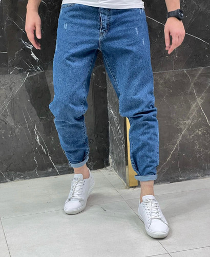 شلوار مام فیت آبی مردانه جدید کد 455 مدل 2025