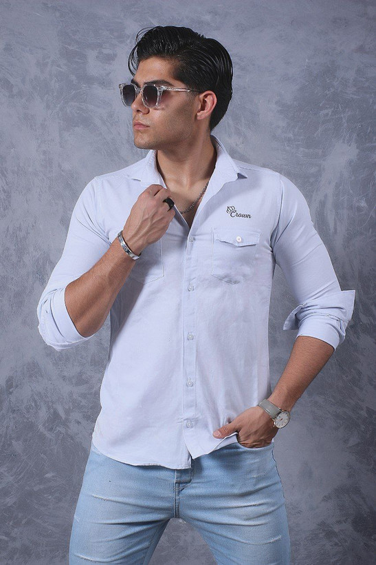 پیراهن دو جیب اسپرت پارچه کتان