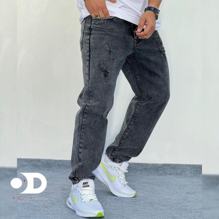 شلوار جین مام فیت رنگ دودی