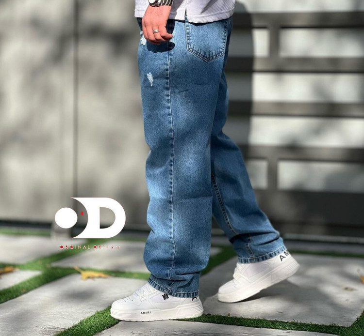 شلوار بگ آبی روشن سنگشور با قد ۱۱۰ سانتی متر