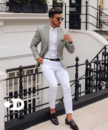شلوار جین سفید اسکینی فول کش مردانه کد W698tt