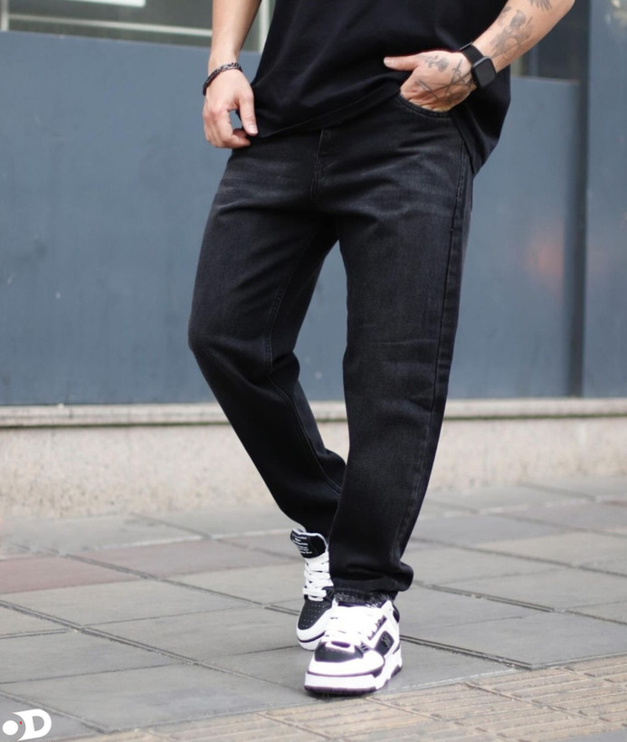 شلوار مام استایل مردانه رنگ زغالی برون زاپ جدید کد mom8667