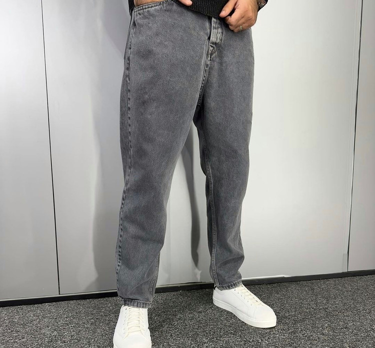 شلوار مام استایل مردانه جدید طوسی روشن بدون زاپ