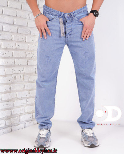 شلوار مام استایل سایز بزرگ مردانه رنگ آبی یخی