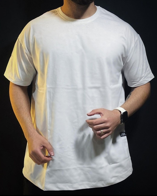 تیشرت ساده قواره دار رنگ سفید - نخ پنبه اعلا