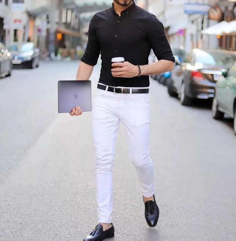 شلوار کتان سفید مردانه