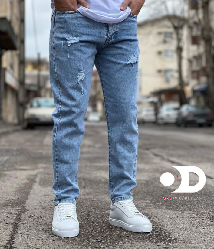 شلوار بوی فرند آبی روشن پارچه پنبه سنگشور کد b53456