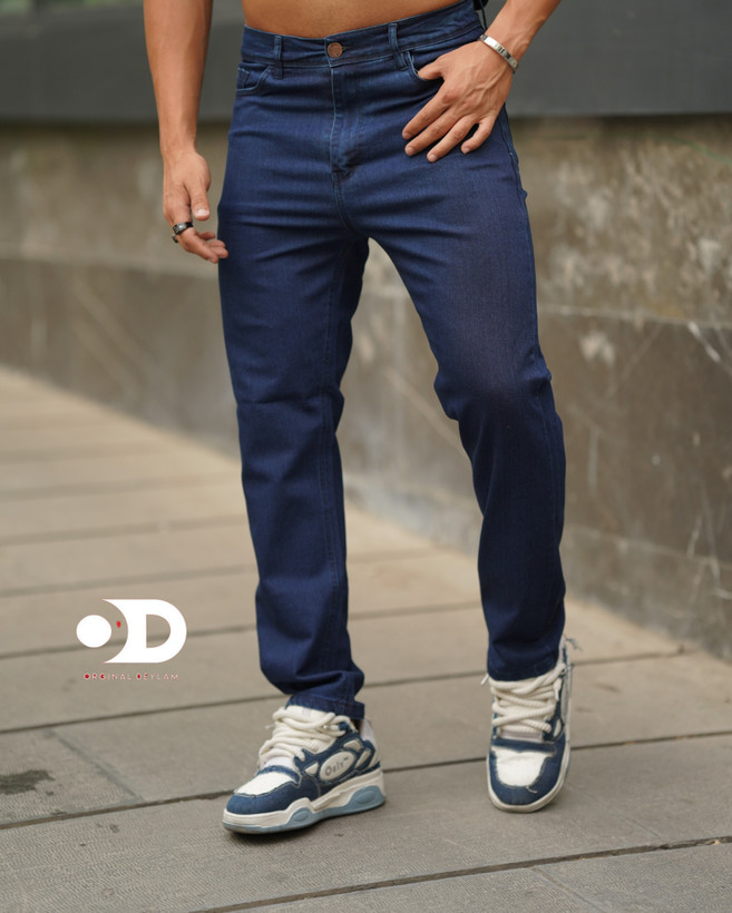 شلوار لی راسته رگولار سرمه ای