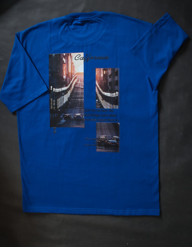 تیشرت لش آبی پشت چاپ طرح فرش ایرانی پارچه پنبه نخ ۲۸ کد ۴۶۷۷۵