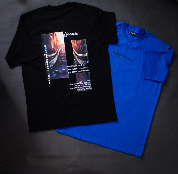 تیشرت لش آبی پشت چاپ طرح فرش ایرانی پارچه پنبه نخ ۲۸ کد ۴۶۷۷۵