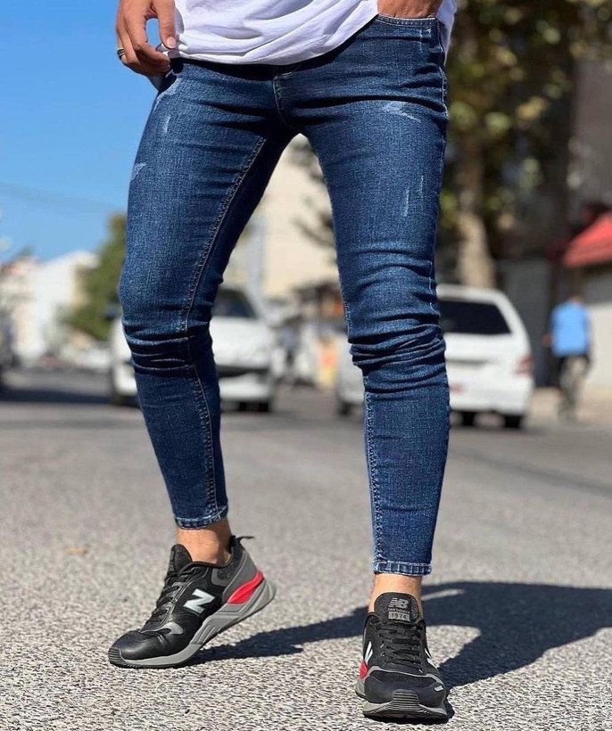 شلوار جین مردانه اسکینی رنگ سرمه ای
