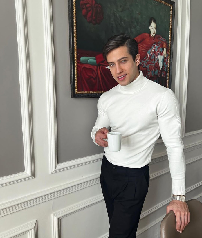 یقه اسکی سفید درجه یک مردانه مدل kft86r