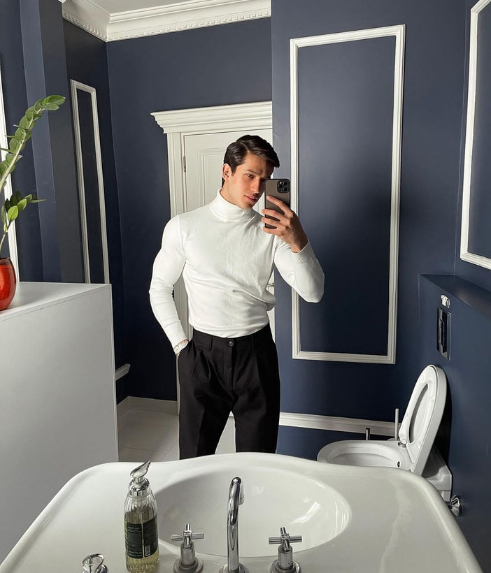 یقه اسکی سفید درجه یک مردانه مدل kft86r