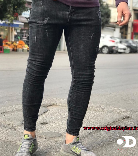 شلوار جین مردانه اسکینی طرح آسفالتی