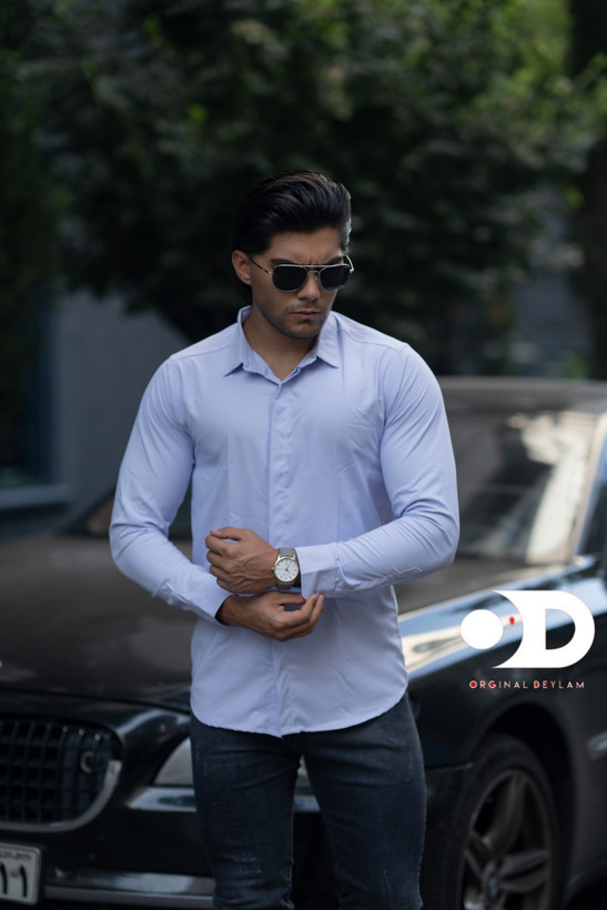 پیراهن دوشین پارچه هندی رنگ آبی یاسی فوقالعاده شیک