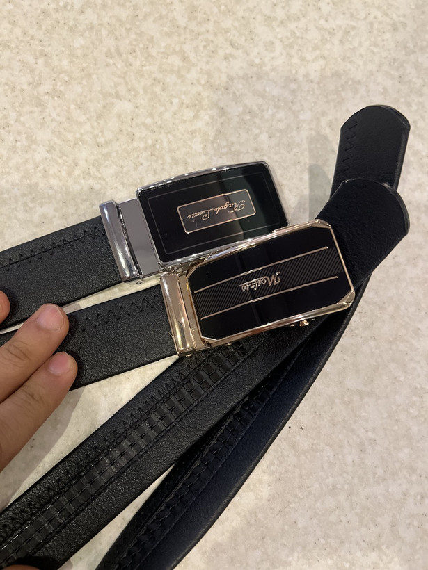 کمربند ریلی مردانه مشکی کیفیت عالی - سگک طلایی و سیلور