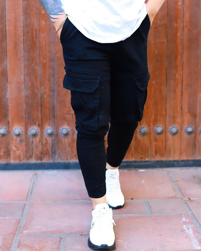 شلوار اسلش شش جیب لی مردانه رنگ مشکی