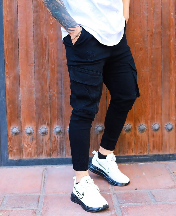 شلوار اسلش شش جیب لی مردانه رنگ مشکی