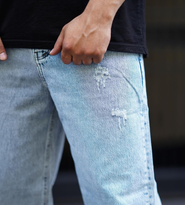 شلوار بگ استایل آبی یخی مردانه کد BG0178