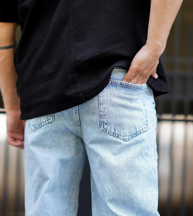 شلوار بگ استایل آبی یخی مردانه کد BG0178