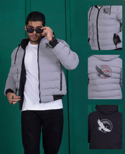 کاپشن برزنتی دو رو ضخیم طوسی مشکی فوقالعاده با کیفیت بالا Hermes