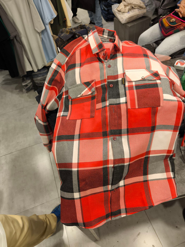 پیراهن پشمی ضخیم چهارخونه قرمز کد ۳۵۴