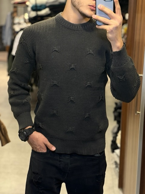 پلیور بافت زاپ دار مشکی ضخیم