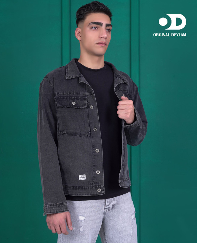 کت کتان سنگشور رنگ ذغالی مدل باکسی ترند 2025