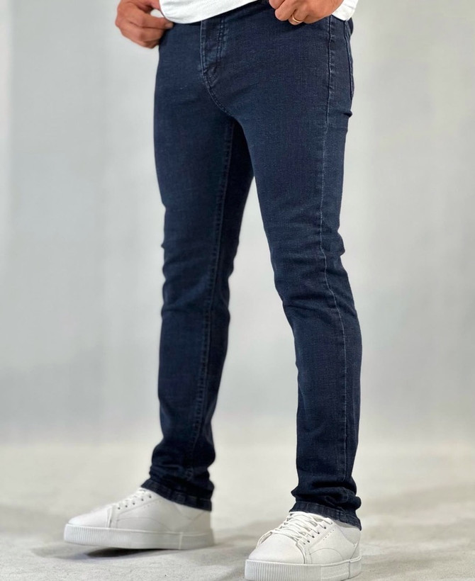 شلوار جین راسته اسلیم فیت سرمه ای