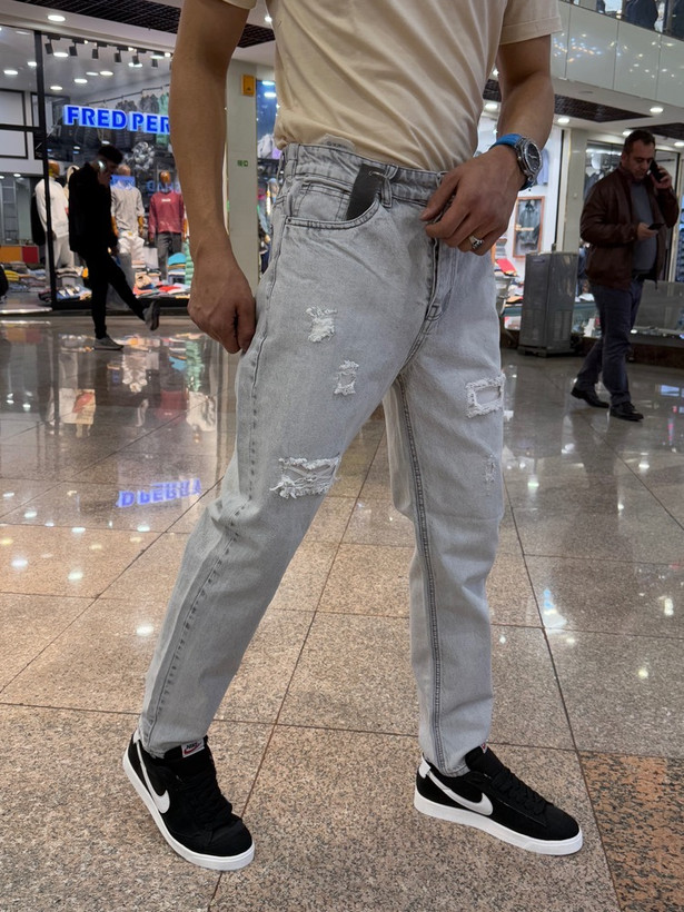 شلوار بوی فرند مردانه طوسی