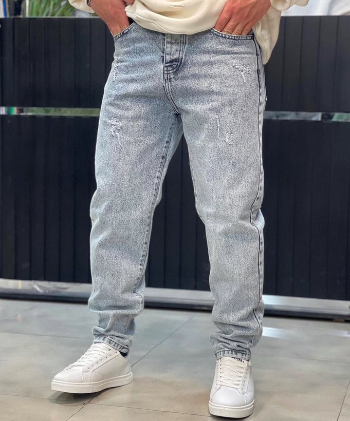 شلوار مام فیت طوسی مردانه کد 45897