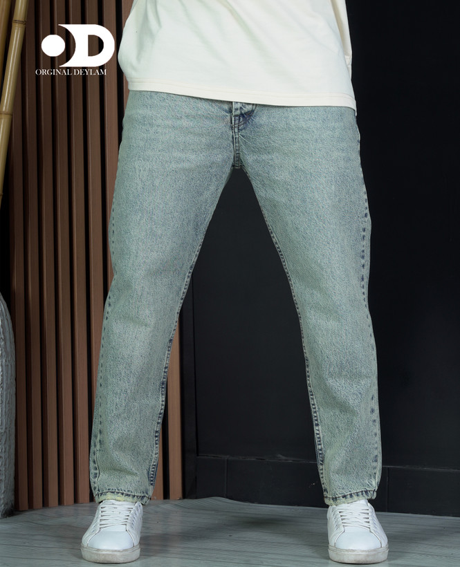 شلوار مام فیت مردانه | رنگ خاص سبز صابونی