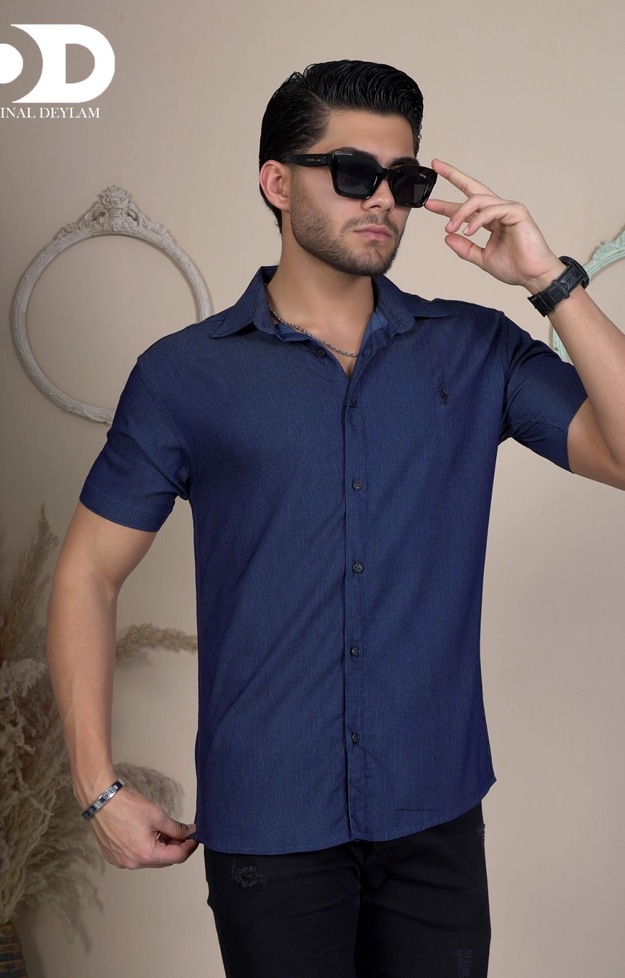 پیراهن آستین کوتاه طوسی پارچه مراکشی کبریتی ریز فوق العاده خنک