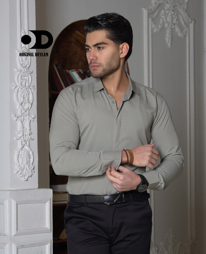 پیراهن مردانه پارچه دوشین رنگ سبز سدری