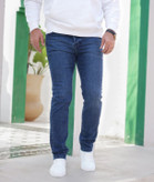 شلوار جین راسته مردانه رنگ سرمه ای با قد ۱۰۷ سانت | پارچه پنبه سنگشور